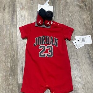 Jordan Red Infant Romper Set